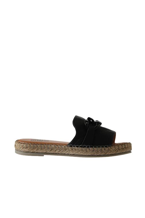 Bueno Shoes Siyah Deri Kadın Espadril Terlik 01ws1821 - Görsel 3