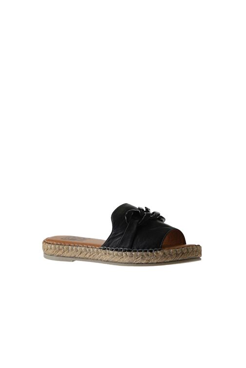 Bueno Shoes Siyah Deri Kadın Espadril Terlik 01ws1821 - Görsel 4