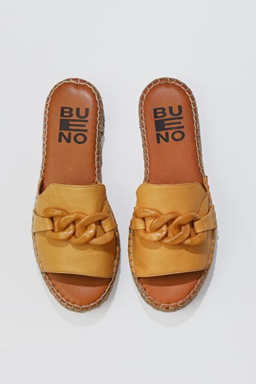 Bueno Shoes Sarı Deri Kadın Espadril Terlik 01ws1821 - Görsel 2