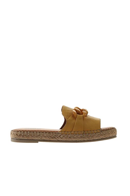 Bueno Shoes Sarı Deri Kadın Espadril Terlik 01ws1821 - Görsel 3