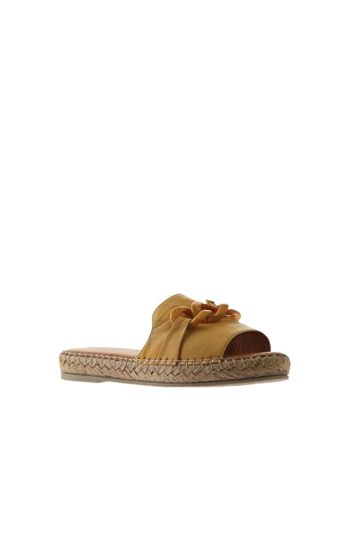 Bueno Shoes Sarı Deri Kadın Espadril Terlik 01ws1821 - Görsel 4