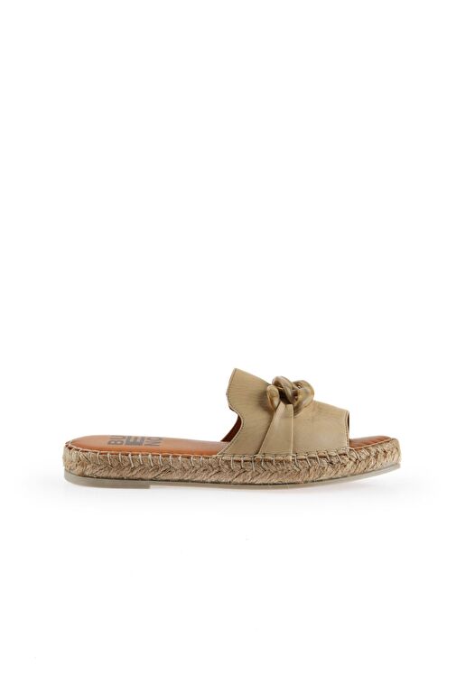 Bueno Shoes Bej Deri Kadın Espadril Terlik 01ws1821 - Görsel 3