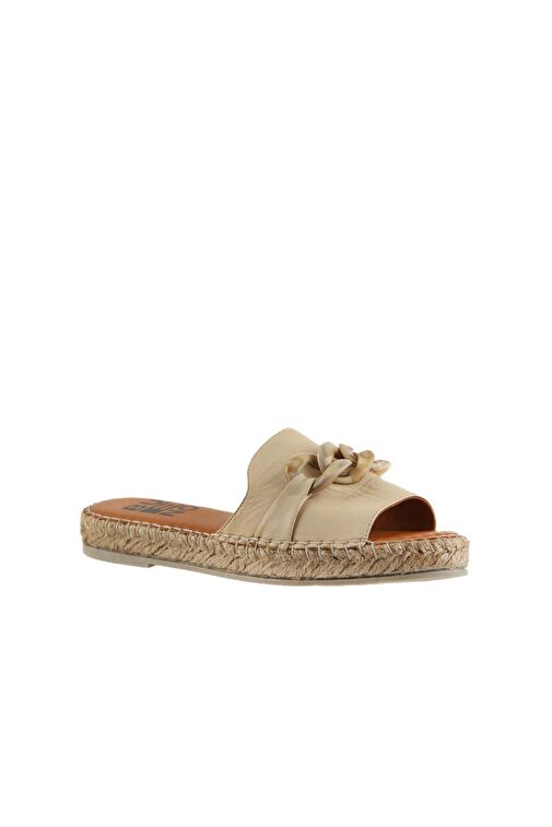 Bueno Shoes Bej Deri Kadın Espadril Terlik 01ws1821 - Görsel 4