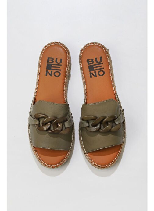 Bueno Shoes Yeşil Deri Kadın Espadril Terlik 01ws1821 - Görsel 2
