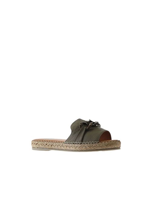 Bueno Shoes Yeşil Deri Kadın Espadril Terlik 01ws1821 - Görsel 4