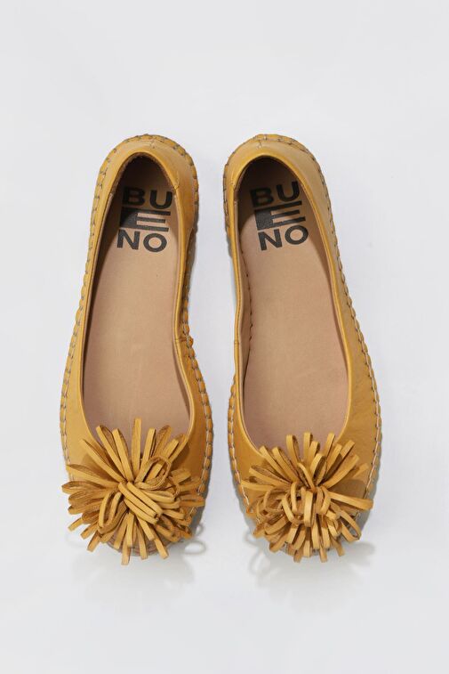 Bueno Shoes Sarı Deri Kadın Düz Babet 01ws4807 - Görsel 2
