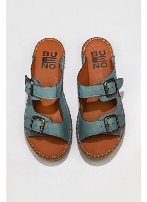 Bueno Shoes Mavi Deri Kadın Düz Terlik 01wu2518 - Görsel 2