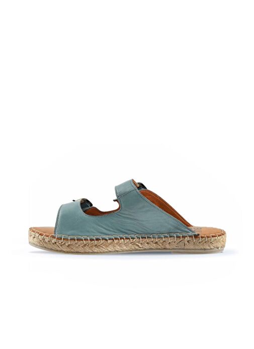 Bueno Shoes Mavi Deri Kadın Düz Terlik 01wu2518 - Görsel 5
