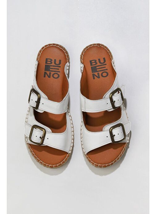 Bueno Shoes Beyaz Deri Kadın Düz Terlik 01wu2518 - Görsel 2