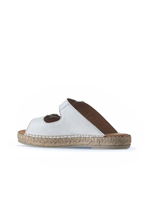 Bueno Shoes Beyaz Deri Kadın Düz Terlik 01wu2518 - Görsel 6