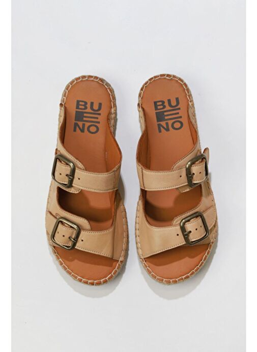 Bueno Shoes Bej Deri Kadın Düz Terlik 01wu2518 - Görsel 2