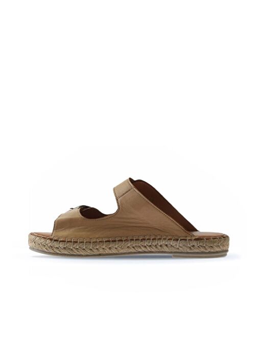 Bueno Shoes Bej Deri Kadın Düz Terlik 01wu2518 - Görsel 5