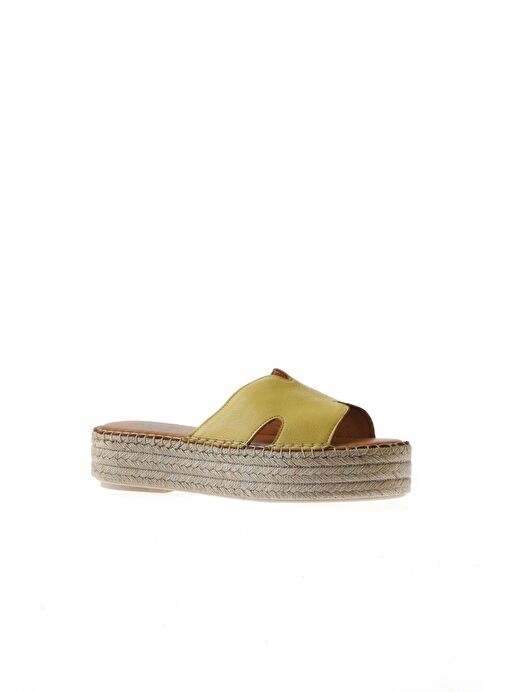 Bueno Shoes Sarı Deri Kadın Dolgu Topuklu Espadril Terlik 01wu5105 - Görsel 4
