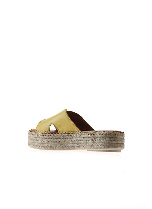Bueno Shoes Sarı Deri Kadın Dolgu Topuklu Espadril Terlik 01wu5105 - Görsel 6