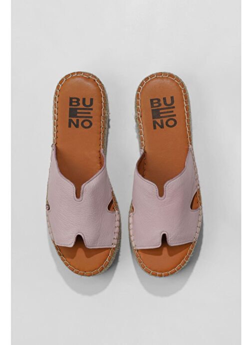 Bueno Shoes Pembe Deri Kadın Dolgu Topuklu Espadril Terlik 01wu5105 - Görsel 2