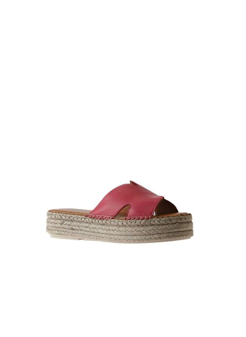 Bueno Shoes Fuşya Deri Kadın Dolgu Topuklu Espadril Terlik 01wu5105 - Görsel 4