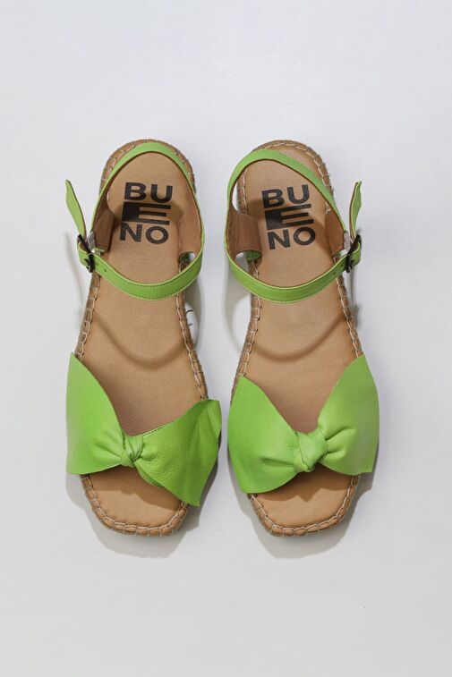 Bueno Shoes Yeşil Deri Kadın Espadril Sandalet 01wu5206 - Görsel 2