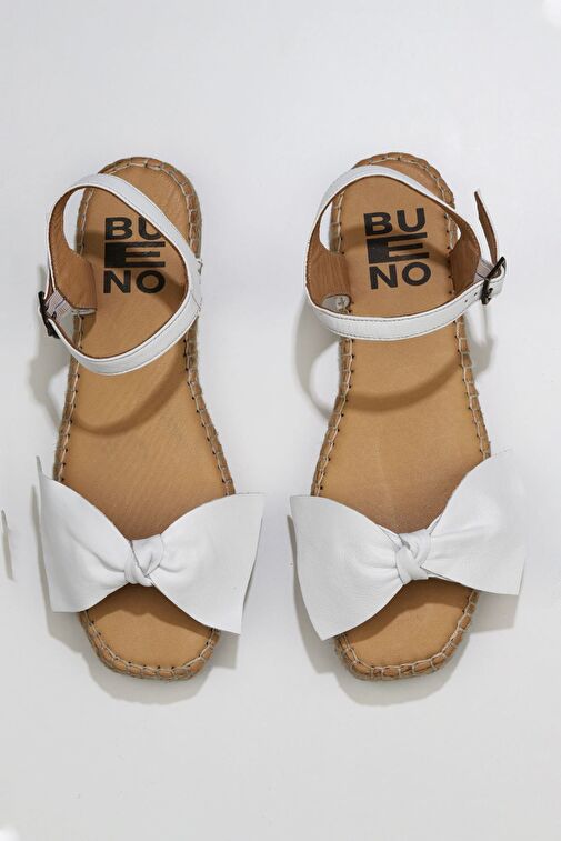 Bueno Shoes Beyaz Deri Kadın Espadril Sandalet 01wu5206 - Görsel 2