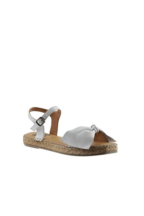 Bueno Shoes Beyaz Deri Kadın Espadril Sandalet 01wu5206 - Görsel 4