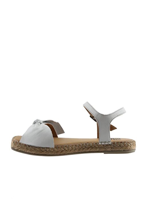 Bueno Shoes Beyaz Deri Kadın Espadril Sandalet 01wu5206 - Görsel 5