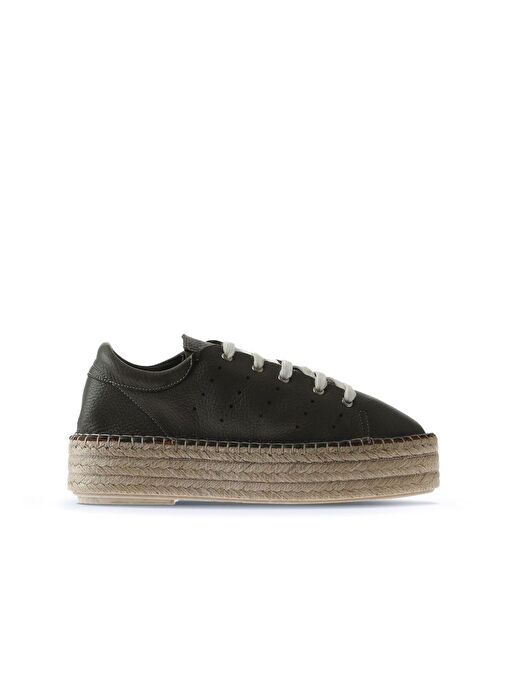 Bueno Shoes Haki Flotter Deri Kadın Dolgu Topuklu Espadril Ayakkabı 01wu5601 - Görsel 3