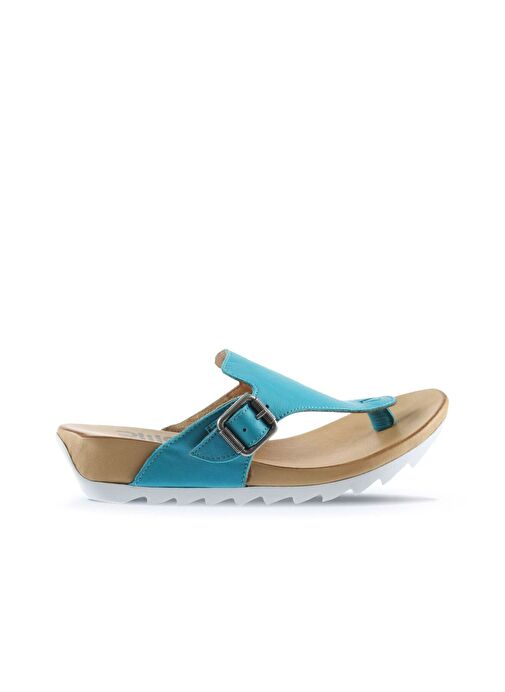 Bueno Shoes Turkuaz Deri Kadın Parmak Arası Terlik 01we0604 - Görsel 3