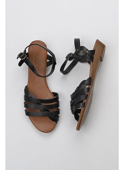 Bueno Shoes Siyah Deri Kadın Sandalet 01wu3901 - Görsel 2