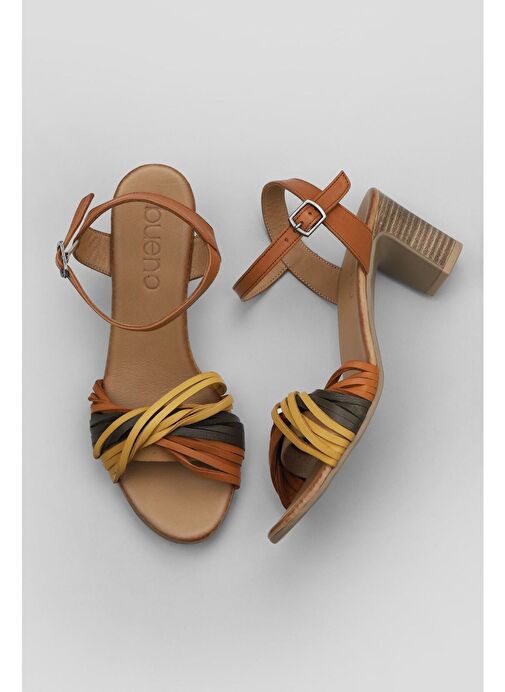 Bueno Shoes Sarı Multi Deri Kadın Topuklu Sandalet 01wn1520 - Görsel 3
