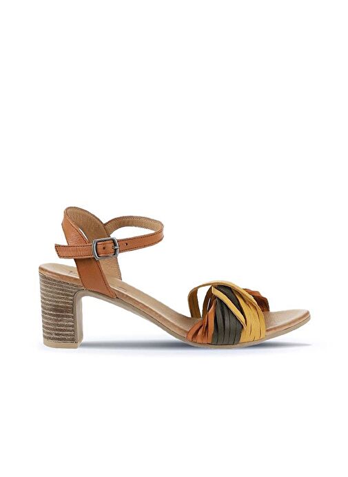 Bueno Shoes Sarı Multi Deri Kadın Topuklu Sandalet 01wn1520 - Görsel 2