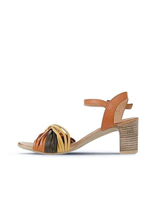 Bueno Shoes Sarı Multi Deri Kadın Topuklu Sandalet 01wn1520 - Görsel 5