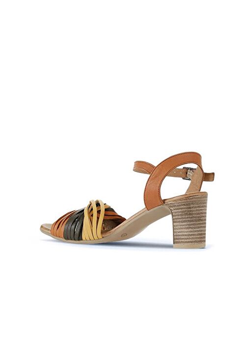 Bueno Shoes Sarı Multi Deri Kadın Topuklu Sandalet 01wn1520 - Görsel 6