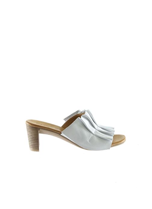 Bueno Shoes Beyaz Deri Kadın Topuklu Terlik 01wn4001 - Görsel 3