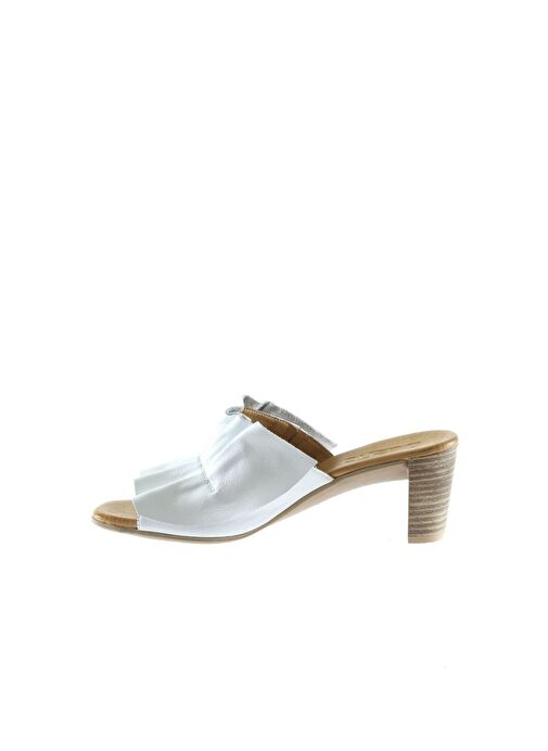 Bueno Shoes Beyaz Deri Kadın Topuklu Terlik 01wn4001 - Görsel 5