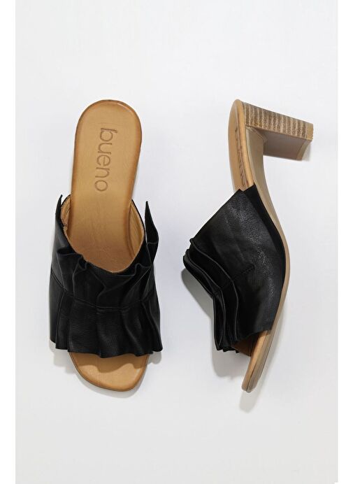 Bueno Shoes Siyah Deri Kadın Topuklu Terlik 01wn4001 - Görsel 2