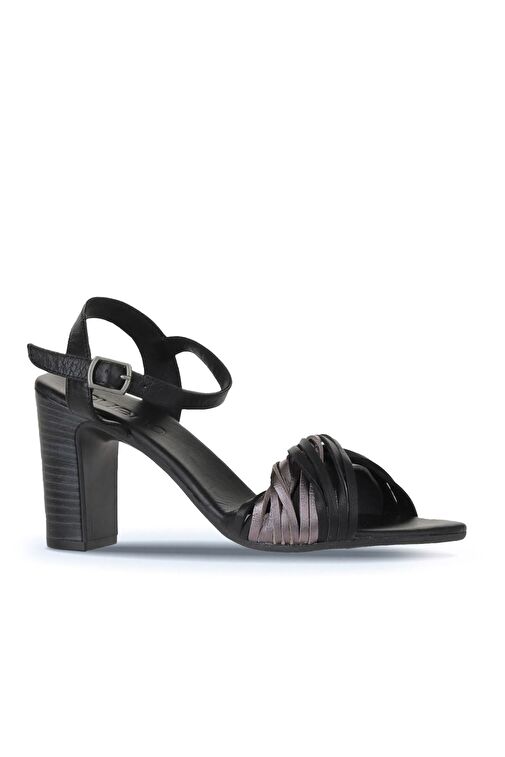 Bueno Shoes Siyah Multi Deri Kadın Topuklu Sandalet 01wn4302 - Görsel 4