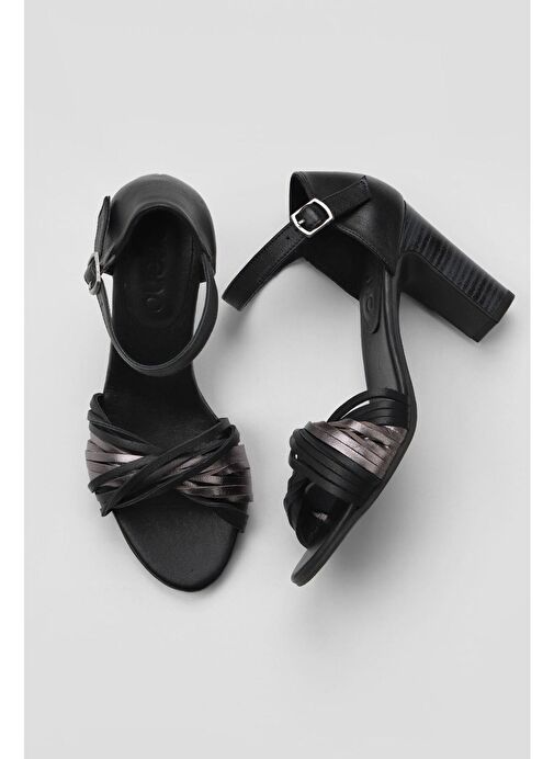Bueno Shoes Siyah Multi Deri Kadın Topuklu Sandalet 01wn4319 - Görsel 2