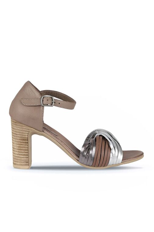 Bueno Shoes Gümüş Multi Deri Kadın Topuklu Sandalet 01wn4319 - Görsel 2