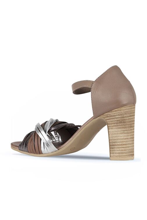 Bueno Shoes Gümüş Multi Deri Kadın Topuklu Sandalet 01wn4319 - Görsel 5