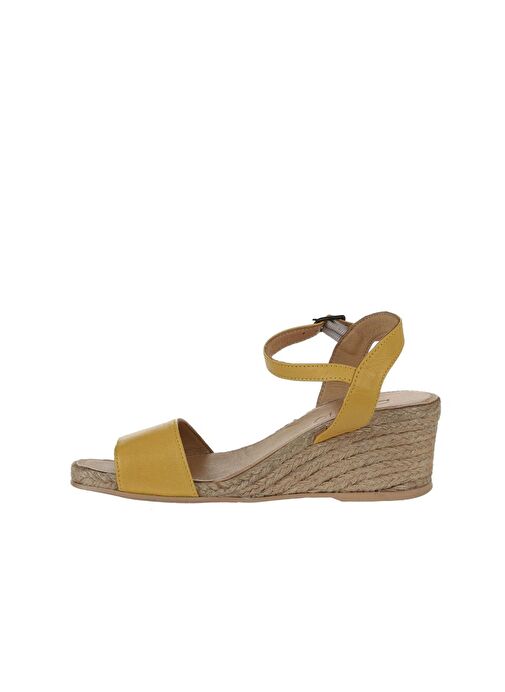 Bueno Shoes Sarı Deri Kadın Dolgu Topuklu Espadril Sandalet 01ws10304 - Görsel 5