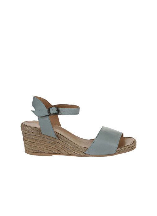 Bueno Shoes Turkuaz Deri Kadın Dolgu Topuklu Espadril Sandalet 01ws10304 - Görsel 3