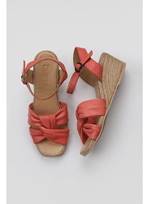 Bueno Shoes Mercan Deri Kadın Dolgu Topuklu Espadril Sandalet 01ws10307 - Görsel 2