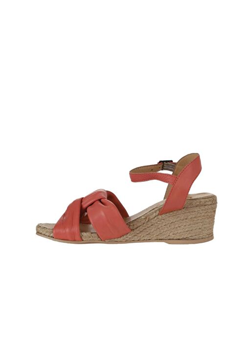 Bueno Shoes Mercan Deri Kadın Dolgu Topuklu Espadril Sandalet 01ws10307 - Görsel 5