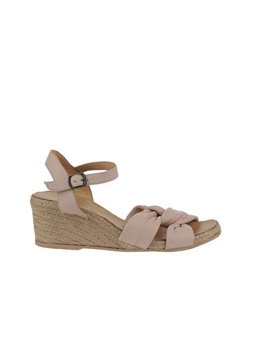 Bueno Shoes Pudra Deri Kadın Dolgu Topuklu Espadril Sandalet 01ws10307 - Görsel 3