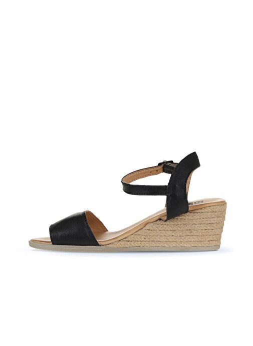 Bueno Shoes Siyah Deri Kadın Dolgu Topuklu Espadril Sandalet 01ws11101 - Görsel 5