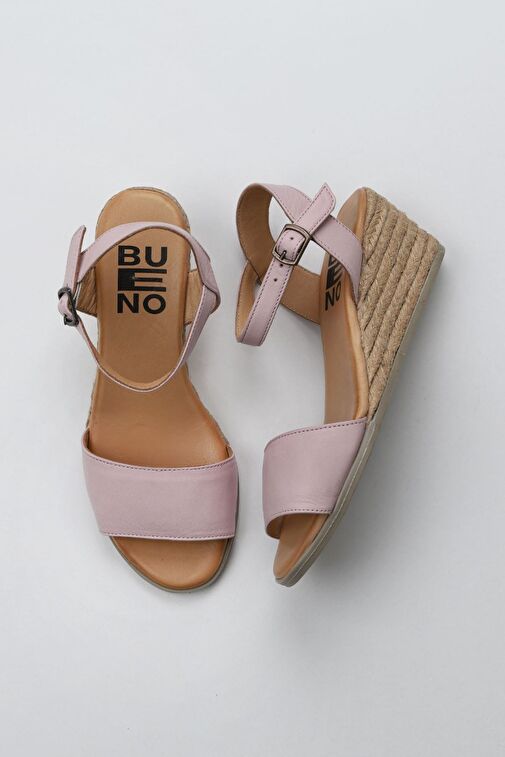 Bueno Shoes Pembe Deri Kadın Dolgu Topuklu Espadril Sandalet 01ws11101 - Görsel 2