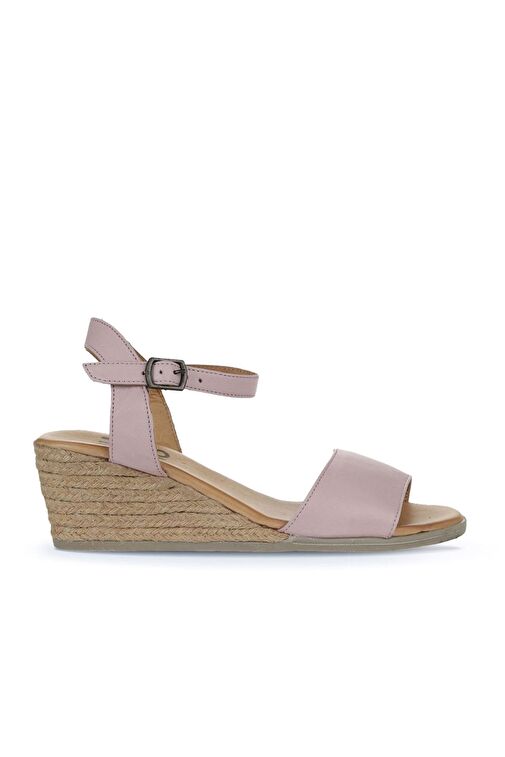 Bueno Shoes Pembe Deri Kadın Dolgu Topuklu Espadril Sandalet 01ws11101 - Görsel 3