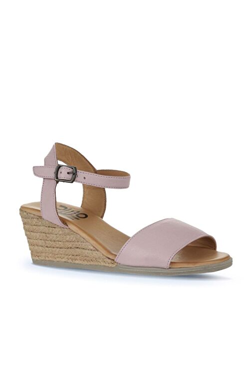 Bueno Shoes Pembe Deri Kadın Dolgu Topuklu Espadril Sandalet 01ws11101 - Görsel 4