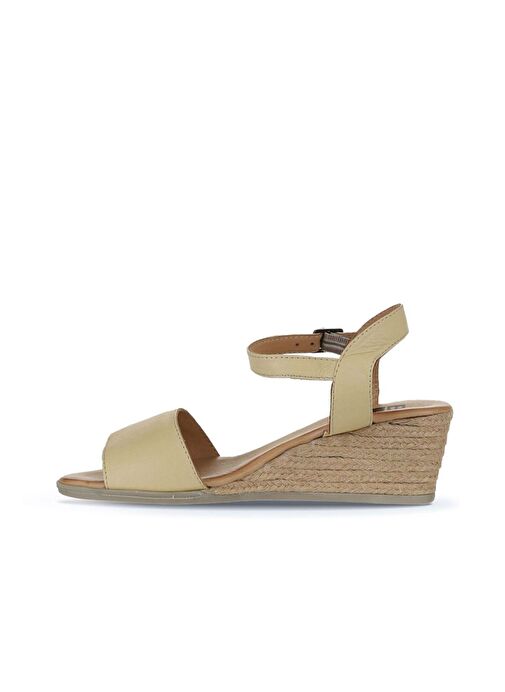 Bueno Shoes Sarı Deri Kadın Dolgu Topuklu Espadril Sandalet 01ws11101 - Görsel 5
