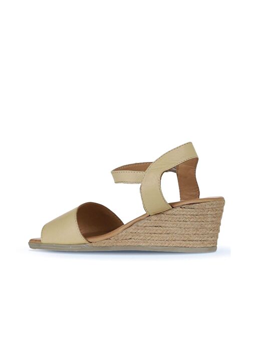Bueno Shoes Sarı Deri Kadın Dolgu Topuklu Espadril Sandalet 01ws11101 - Görsel 6