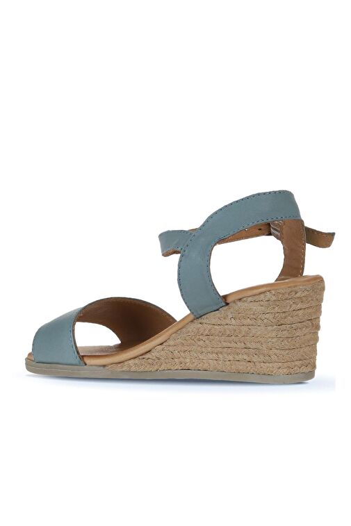 Bueno Shoes Mavi Deri Kadın Dolgu Topuklu Espadril Sandalet 01ws11101 - Görsel 6